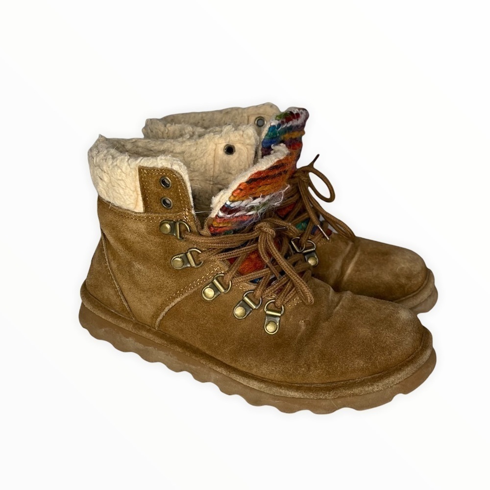 Bearpaw Marie Tan Suede Water Resistant Winter Ankle Boots Size 8